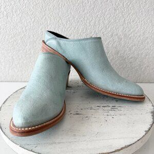 Lane Plain Jane Mule Womens Blue Ostrich Leather Cowboy Boots Western Shoes 7.5